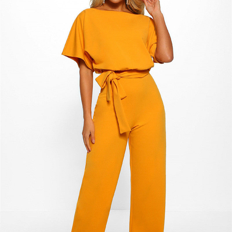  Lace-Up Button Short-Sleeved Women 